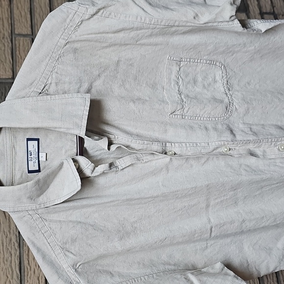 Old Navy Linen Blend Mend Shirt Sz L - Picture 2 of 7